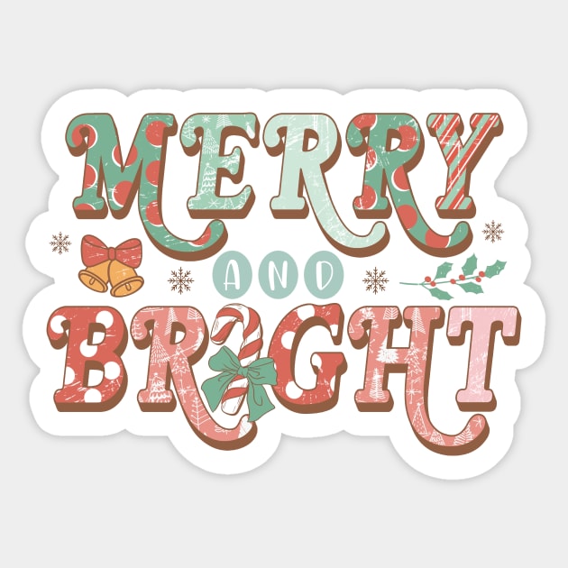 Merry And Bright Christmas Gifts Sticker by The WYLD Tribe
